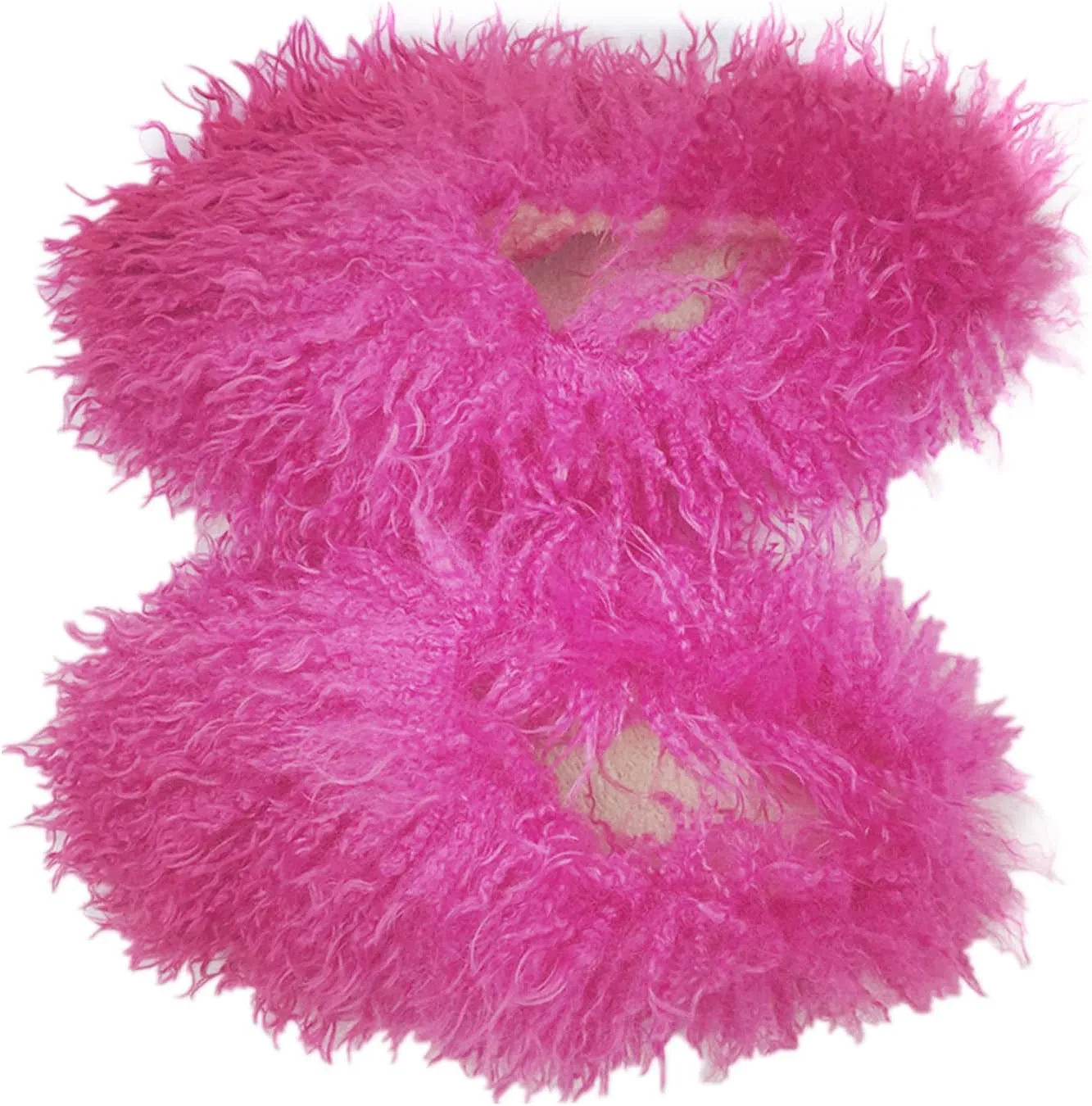 MH Bailment Women's Faux Curly Fur Slippers Fuzzy Fluffy Fashion Slippers Warm House Shoes Indoor Outdoor Winter