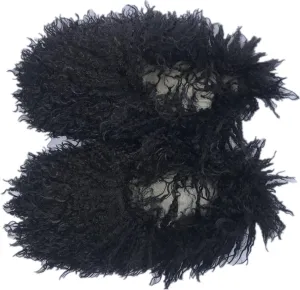 MH Bailment Women's Faux Curly Fur Slippers Fuzzy Fluffy Fashion Slippers Warm House Shoes Indoor Outdoor Winter