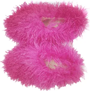 MH Bailment Women's Faux Curly Fur Slippers Fuzzy Fluffy Fashion Slippers Warm House Shoes Indoor Outdoor Winter