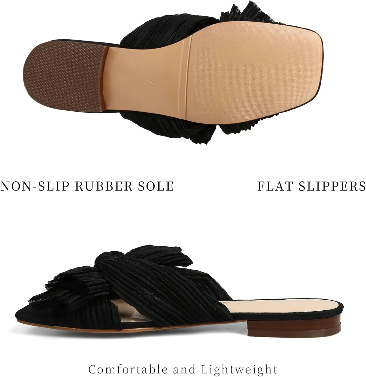 MICIFA Women's Bow Flat Sandals Open Toe Summer Comfort Slip on Slide Sandals Bridal Wedding Dress Shoes