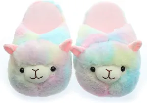 Millffy Funny Womens Warm Animal Slippers - Furry Pink Pig House Shoes