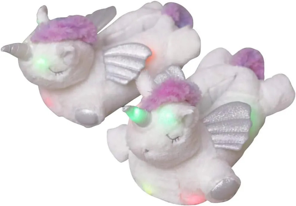 Millffy Women's Light Up Slippers Girl's Plush Footwarmer Slipper Glow in The Dark led Plush Slippers Home Shoes
