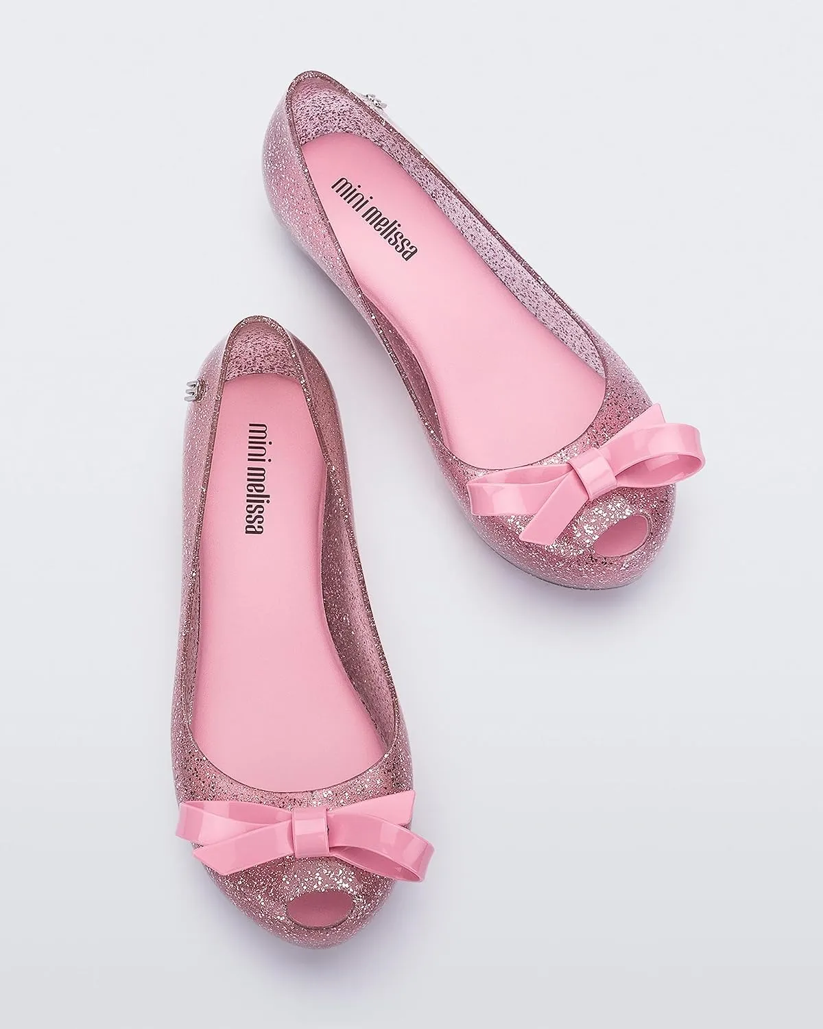 mini melissa Ultragirl with Bow Ballet Flats for Girls- Comfortable & Cute Peep Toe Jelly Flat Shoes with Transparent Upper and Small Bow for Kids
