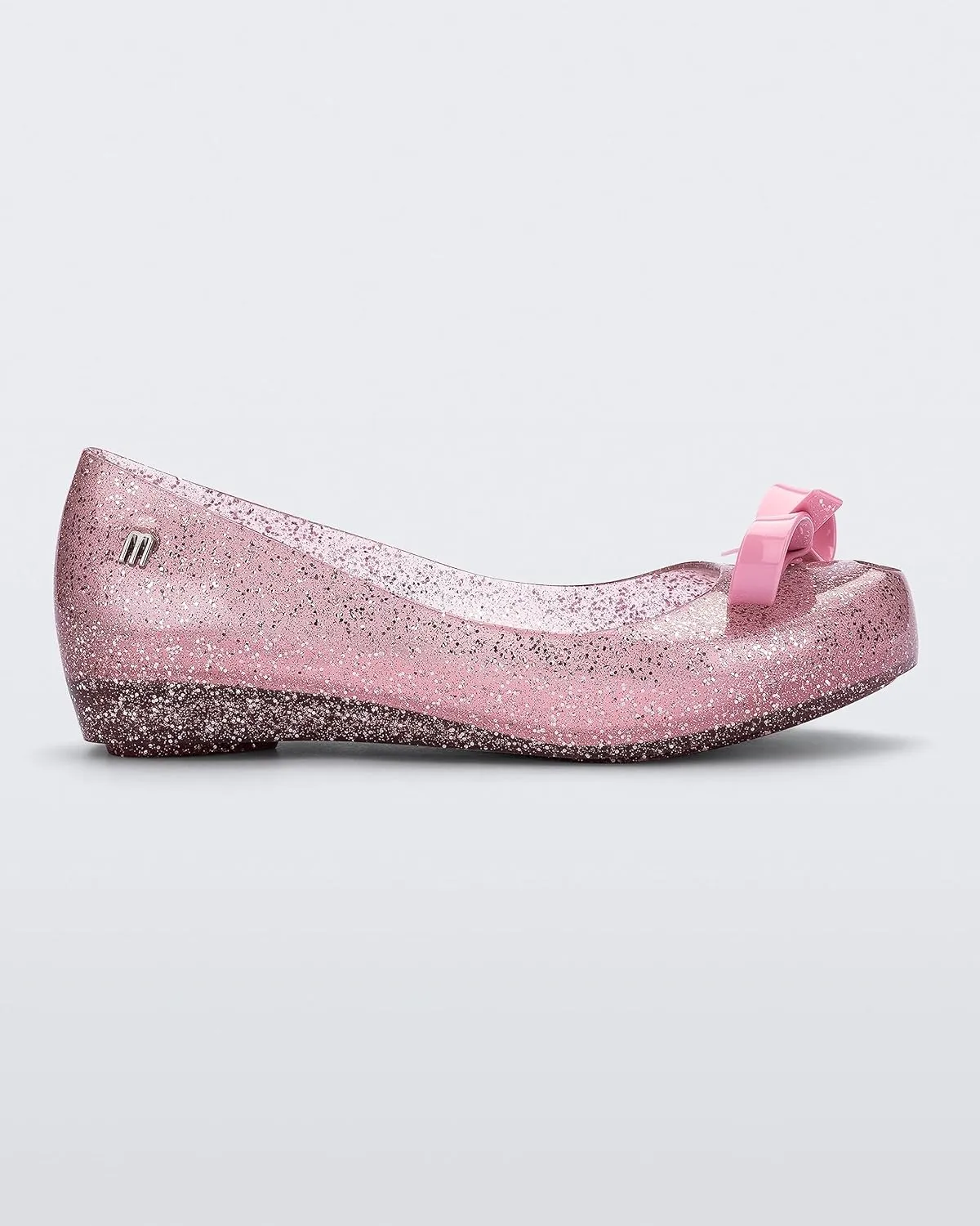 mini melissa Ultragirl with Bow Ballet Flats for Girls- Comfortable & Cute Peep Toe Jelly Flat Shoes with Transparent Upper and Small Bow for Kids