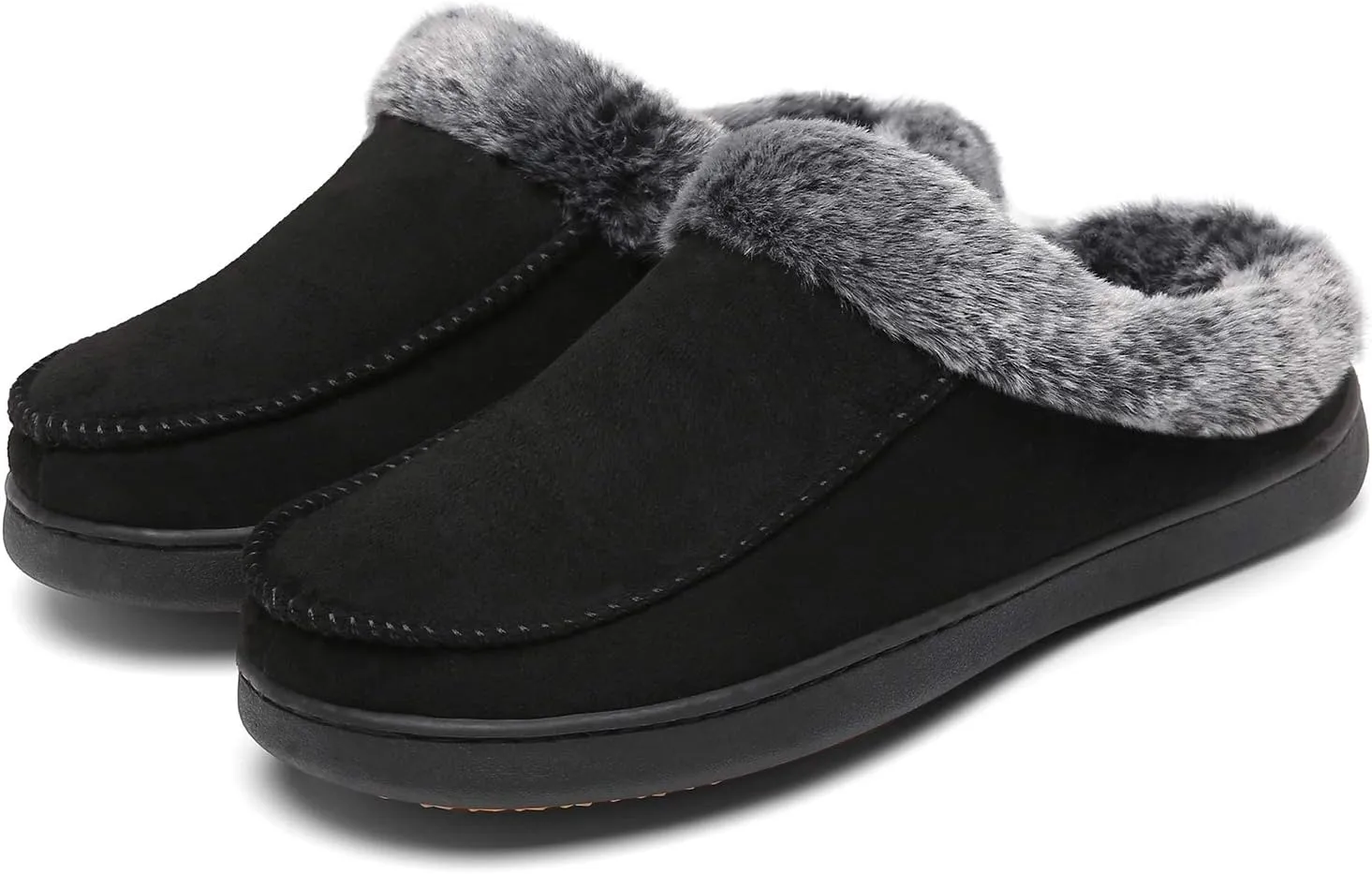 Mishansha Women's House Shoes Memory Foam Suede Moccasin Slippers Winter Warm Fleece Lined Home Shoes with Anti-Skid Rubber Sole