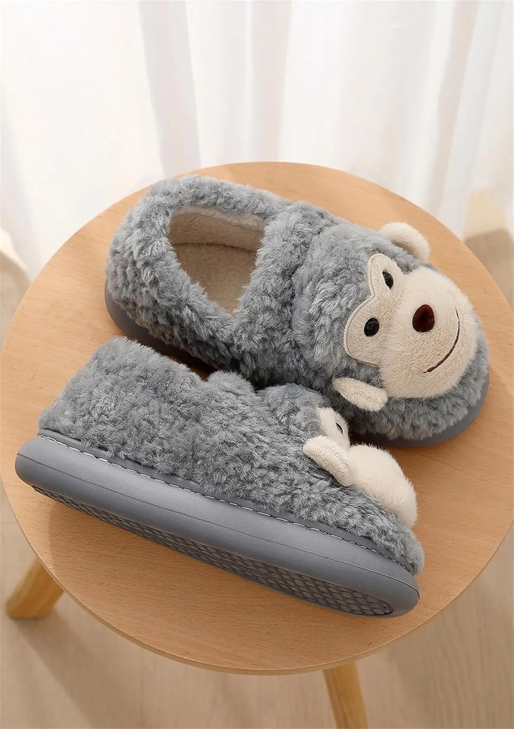 Monkey Animal Women's Cute Plush Home Warm Winter Indoor Slippers