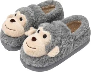 Monkey Animal Women's Cute Plush Home Warm Winter Indoor Slippers