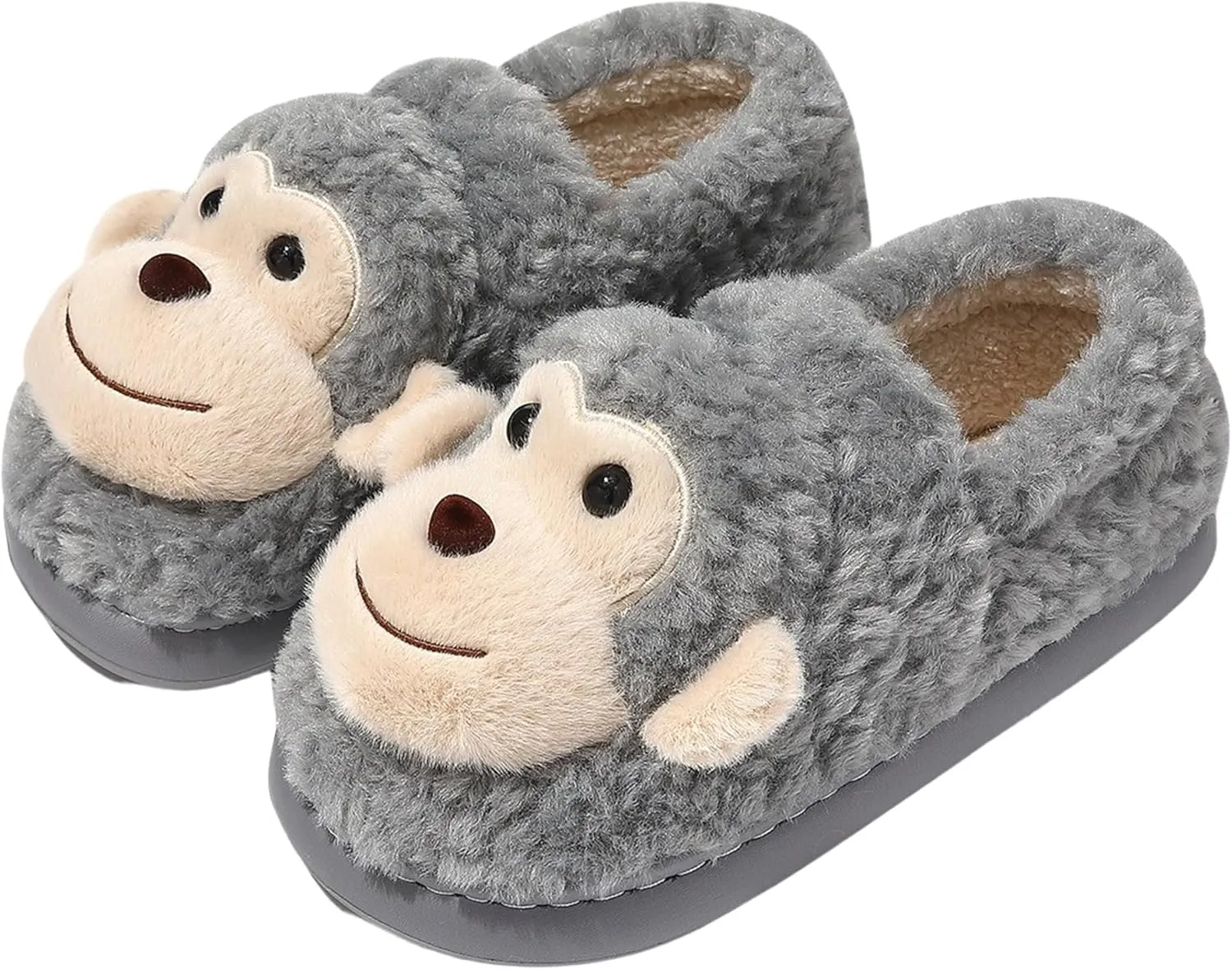 Monkey Animal Women's Cute Plush Home Warm Winter Indoor Slippers