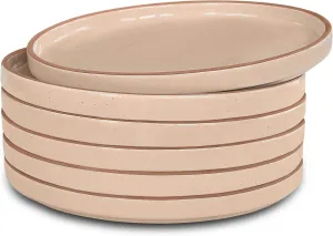 Mora Ceramic Flat Plates Set of 6-8 in - The Dessert, Salad, Appetizer, Small Lunch, etc Plate. Microwave, Oven, and Dishwasher Safe, Scratch Resistant. Kitchen Porcelain Dish - Chai