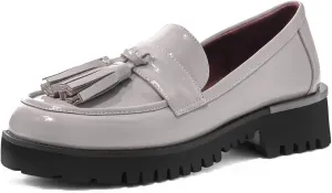 MUCCCUTE Loafers for Women Platform Chunky Loafer Comfortable Slip On Lug Sole Patent Leather Tassel Casual Work Shoes