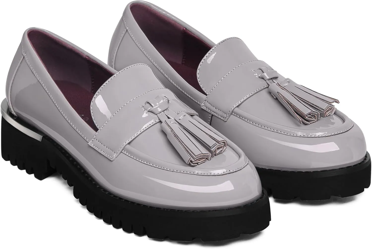 MUCCCUTE Loafers for Women Platform Chunky Loafer Comfortable Slip On Lug Sole Patent Leather Tassel Casual Work Shoes