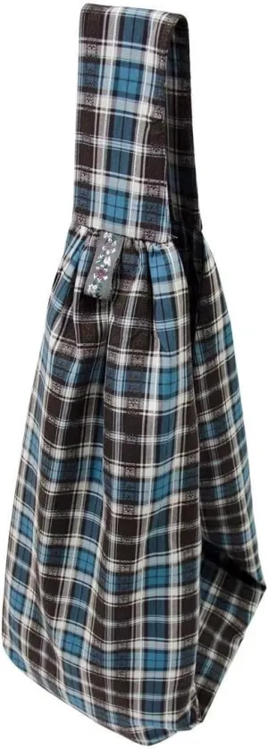 Munyee Hua Plaid Crossbody Shoulder Bag, Large Capacity Tote, Blue Checkered Pattern, Unisex