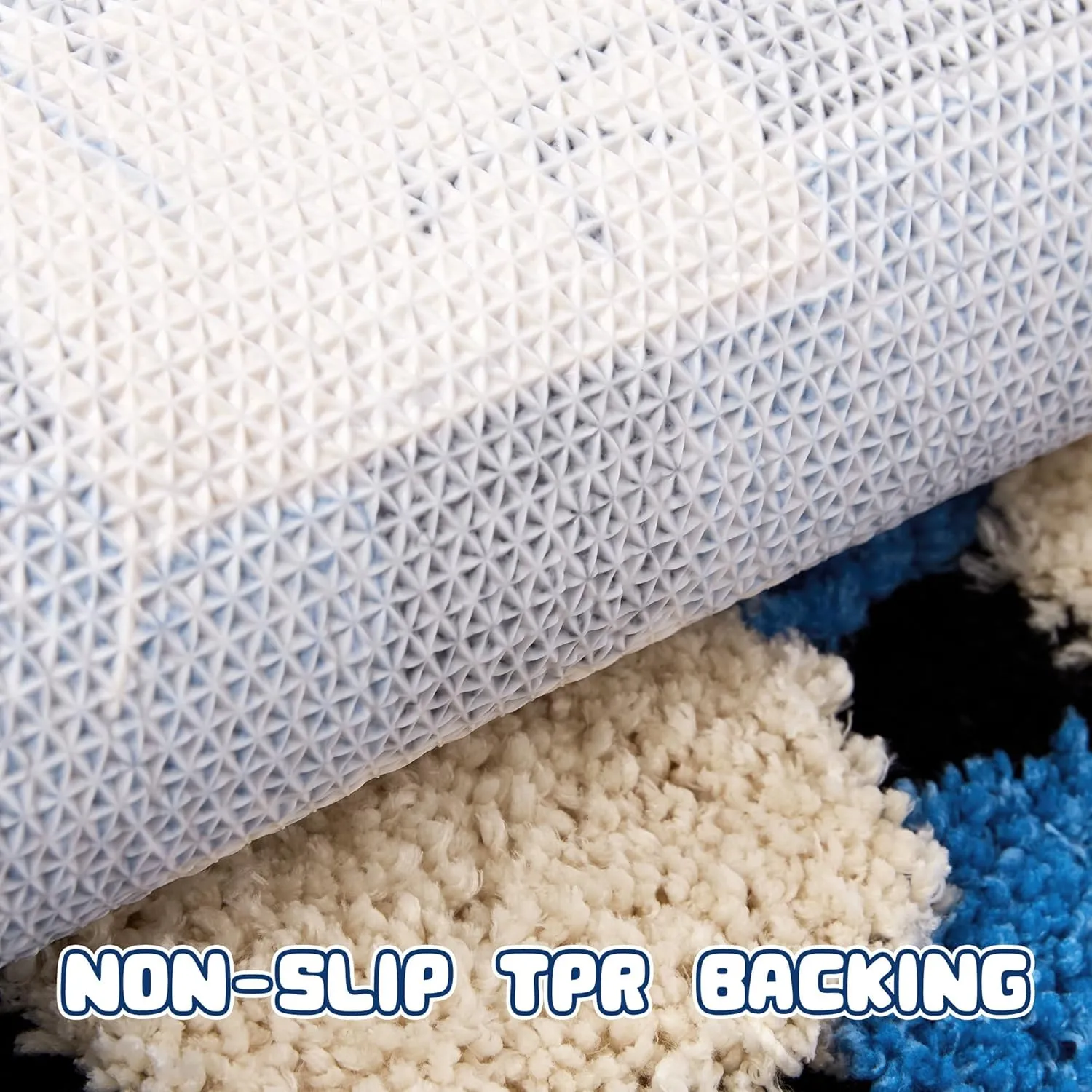 Navy Blue Checkered Bath Mat，Cute Small Bathroom Rugs, Fluffy Absorbent Non-Slip Washable Bath Rug for Bedroom Kitchen Door Mat Decor 20’’X31’’