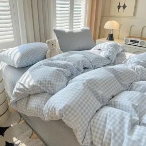 Nayoroom Gingham Duvet Cover Queen Size Blue White Plaid Checkered Comforter Cover 3 Pcs Soft Breathable Washed Microfiber Grid Farmhouse Bedding Set with Pillow Shams
