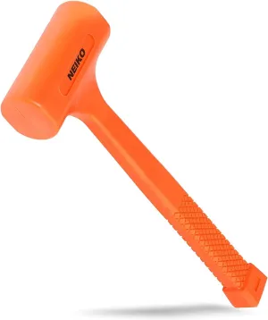 Neiko 02847A 2 LB Dead Blow Hammer, Neon Orange | Unibody Molded | Checkered Grip | Spark and Rebound Resistant