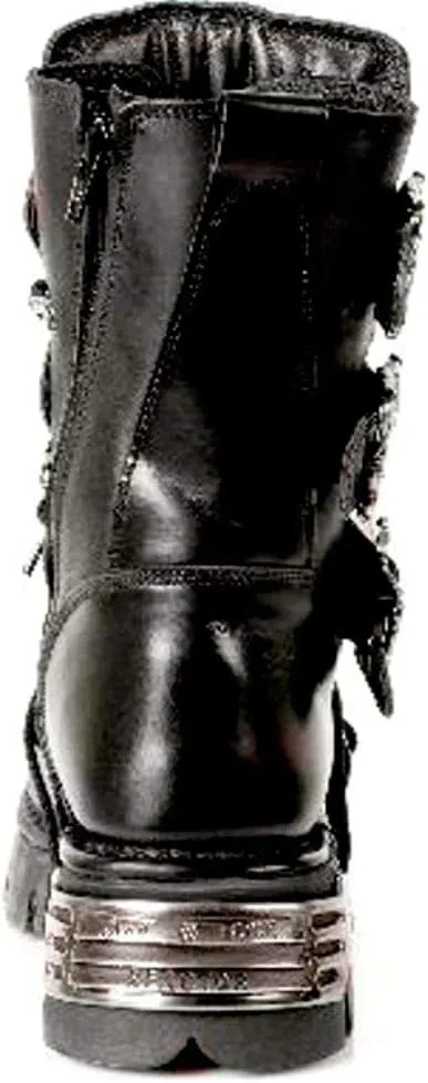 New Rock Newrock 391 S1 Black Metallic Reactor Goth Biker Unisex Black Boots