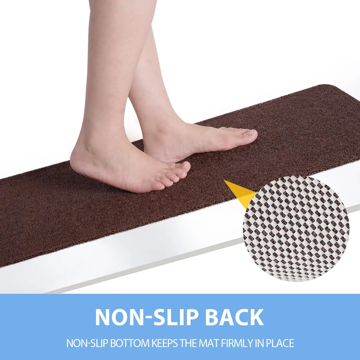 Non-Slip Bathtub Mat, Anti Slip Shower Mat, Fast Drying Bathtub Mats, Foot Scrubber Mat, Anti Slip Mat for Tub, Floor, Bathroom, Kitchen, Home, Hotel (Brown 40"×28")