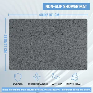 Non-Slip Bathtub Mat, Anti Slip Shower Mat, Fast Drying Bathtub Mats, Foot Scrubber Mat, Anti Slip Mat for Tub, Floor, Bathroom, Kitchen, Home, Hotel (Grey 40"×28")