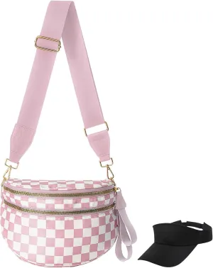 Nuvore Crossbody Bag, Checkered Crossbody Bags for Women, Stylish & Practical Comfort Bag, with Shoulder Strap & Hat