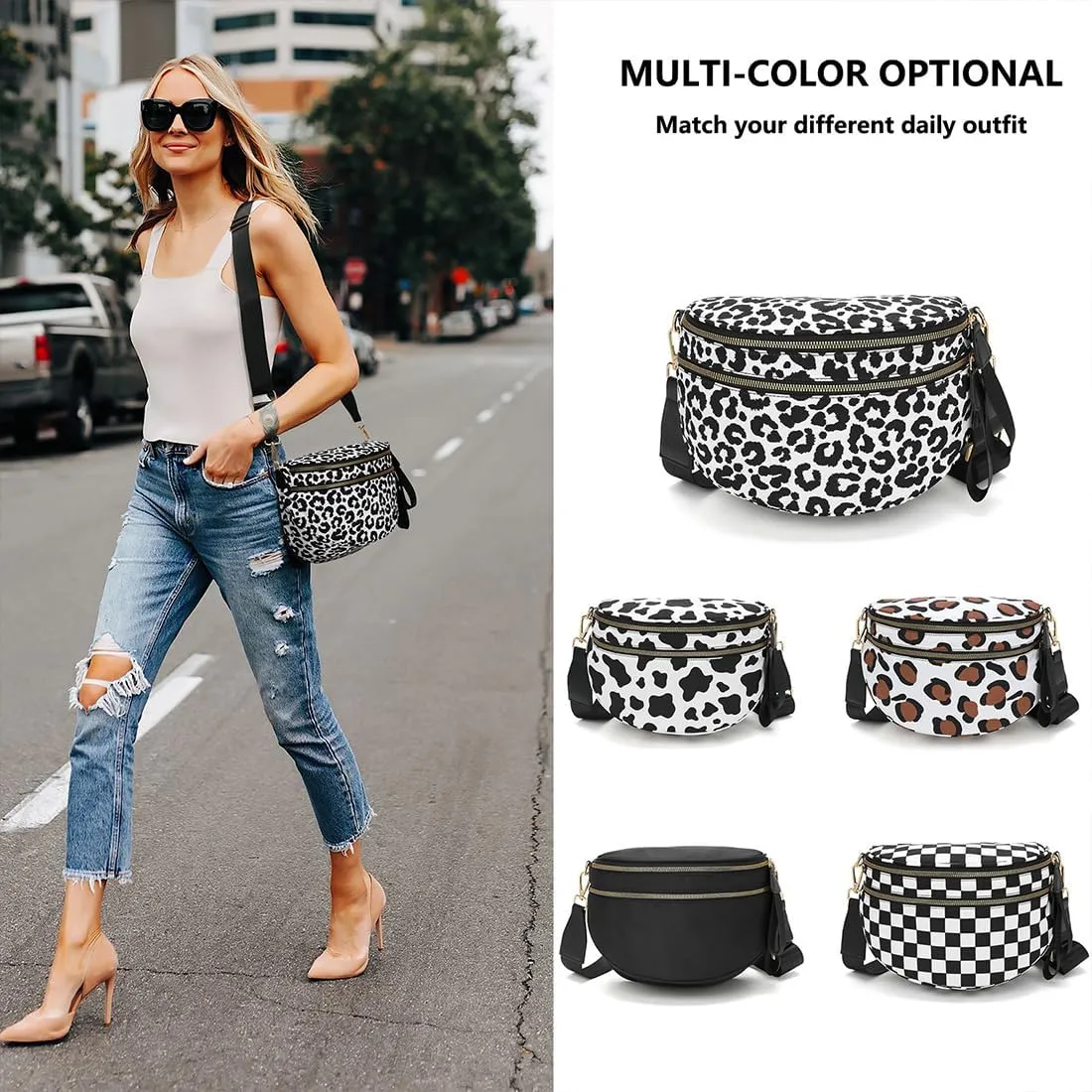 Nuvore Crossbody Bag, Checkered Crossbody Bags for Women, Stylish & Practical Comfort Bag, with Shoulder Strap & Hat