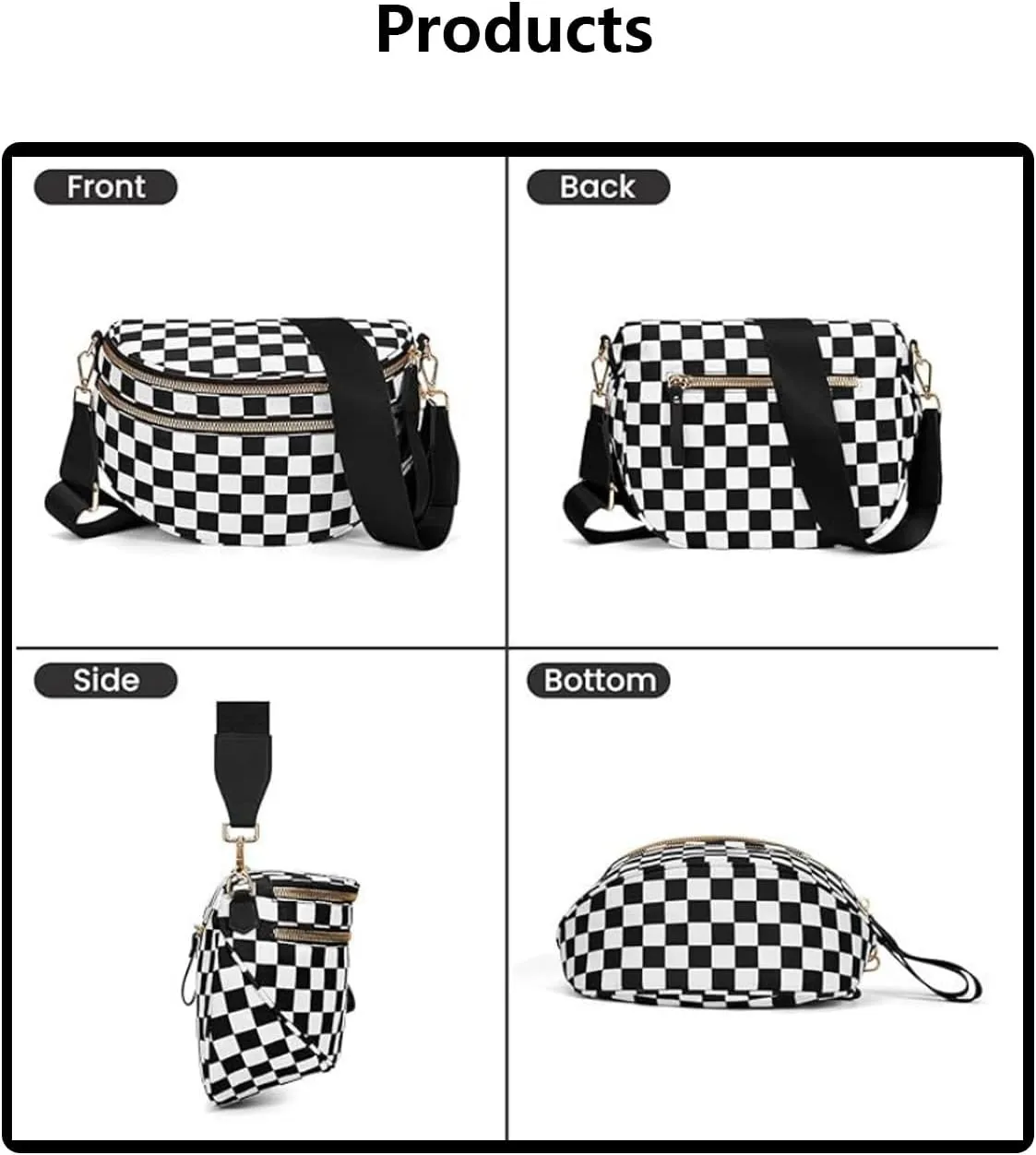 Nuvore Crossbody Bag, Checkered Nylon Crossbody Bag for Women, Large Capacity Shoulder Bag Fashionable and Versatile