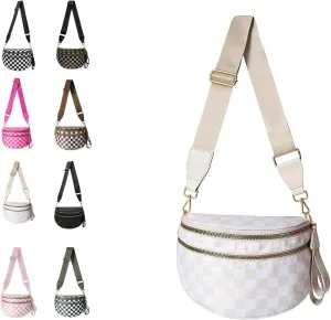 Nuvore Crossbody Bag, Checkered Nylon Crossbody Bag for Women, Large Capacity Shoulder Bag Fashionable and Versatile