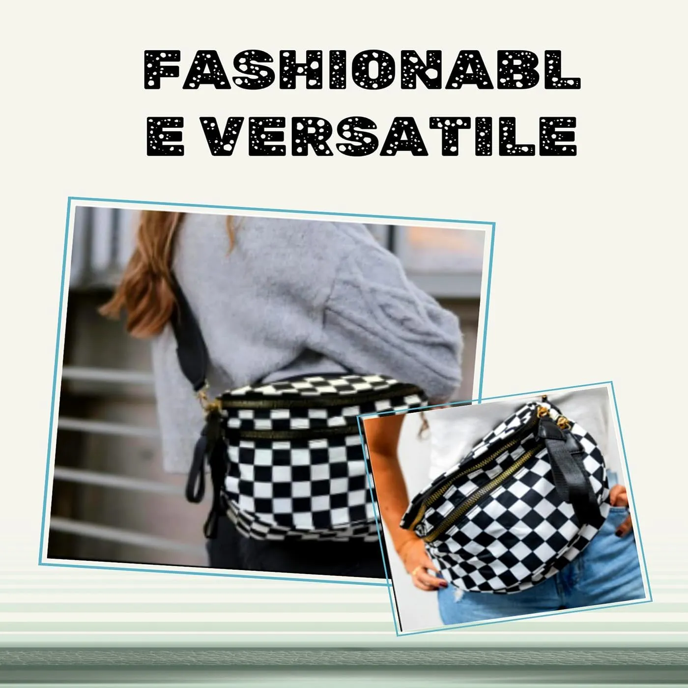 Nuvore Crossbody Bag, Checkered Nylon Crossbody Bag for Women, Large Capacity Shoulder Bag Fashionable and Versatile