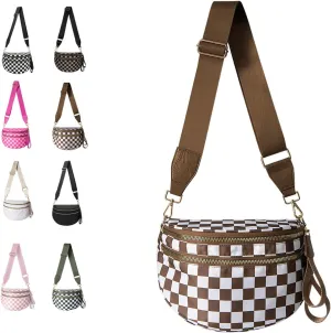 Nuvore Crossbody Bag, Checkered Nylon Crossbody Bag for Women, Large Capacity Shoulder Bag Fashionable and Versatile