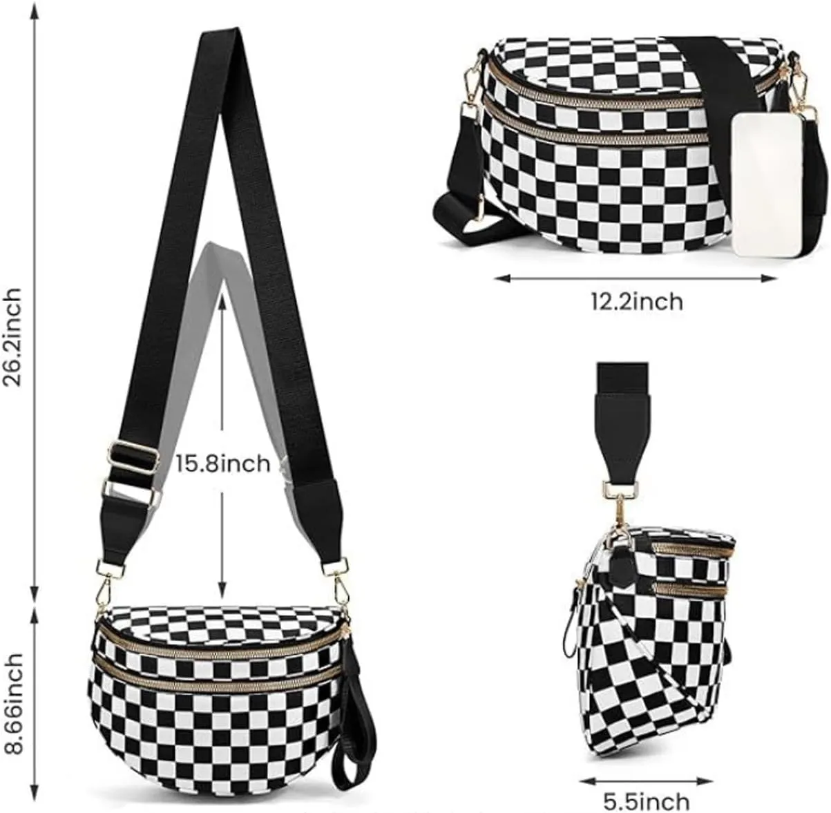 Nuvore Crossbody Bag, Checkered Nylon Crossbody Bag for Women, Large Capacity Shoulder Bag Fashionable and Versatile