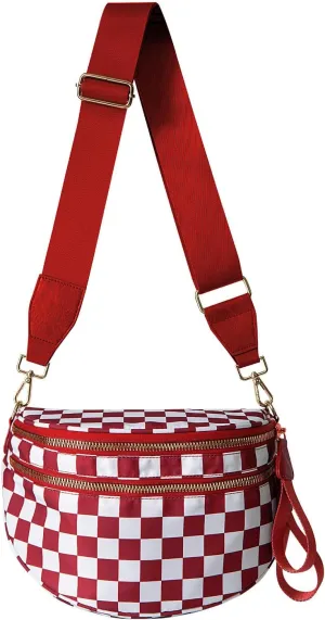 Nuvore Crossbody Bag, Nuvore ComfortBag, Spacious Stylish Checkered Bum Bag, Checkered Crossbody Bag for Women