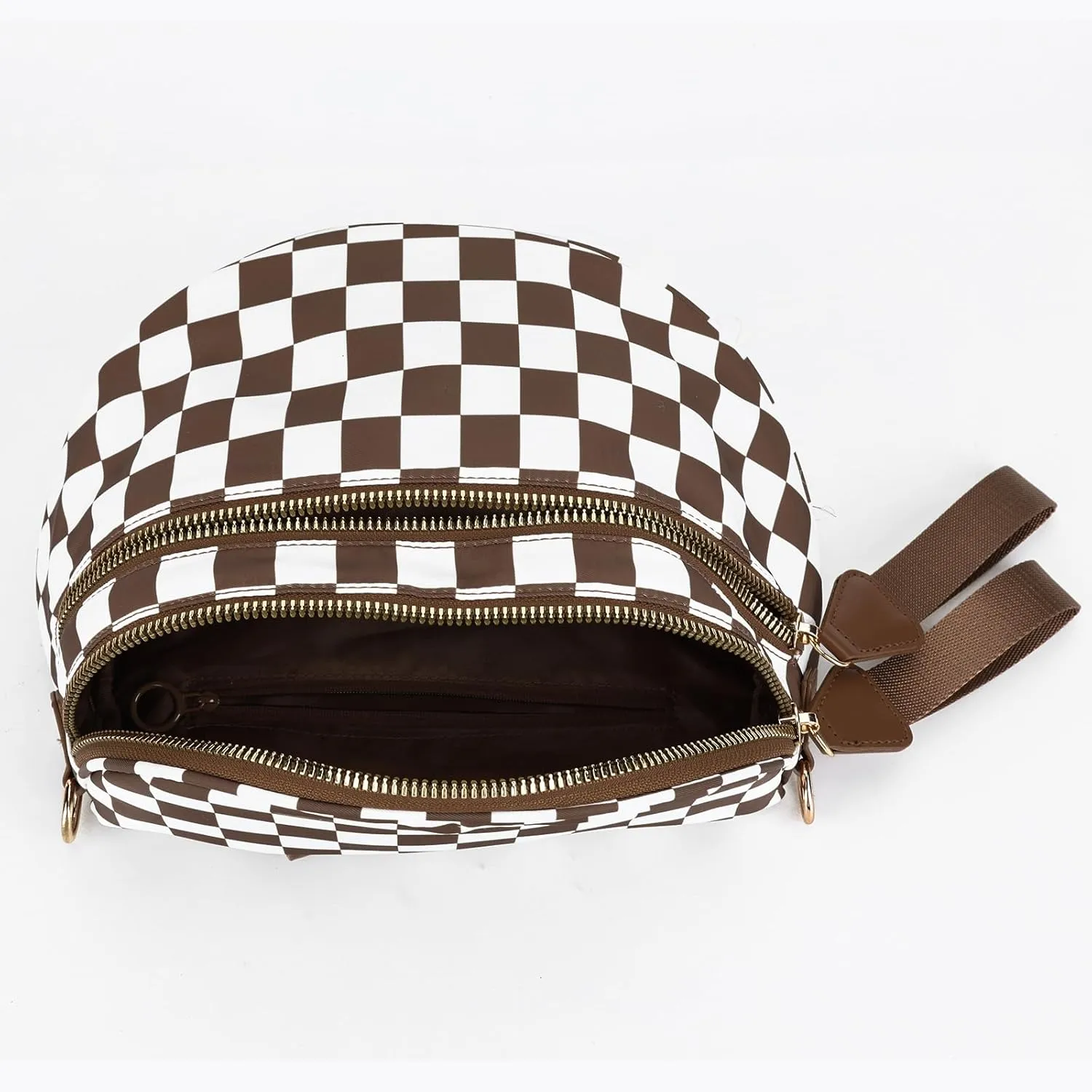 Nylon Crossbody Bag for Women, Large Checkered Purse, Black Handbag for Shopping Travel