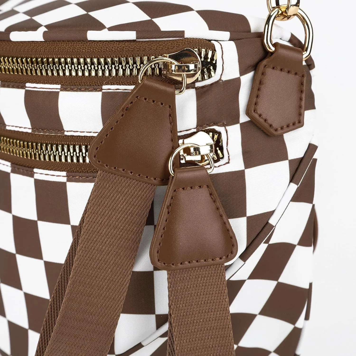 Nylon Crossbody Bag for Women, Large Checkered Purse, Black Handbag for Shopping Travel