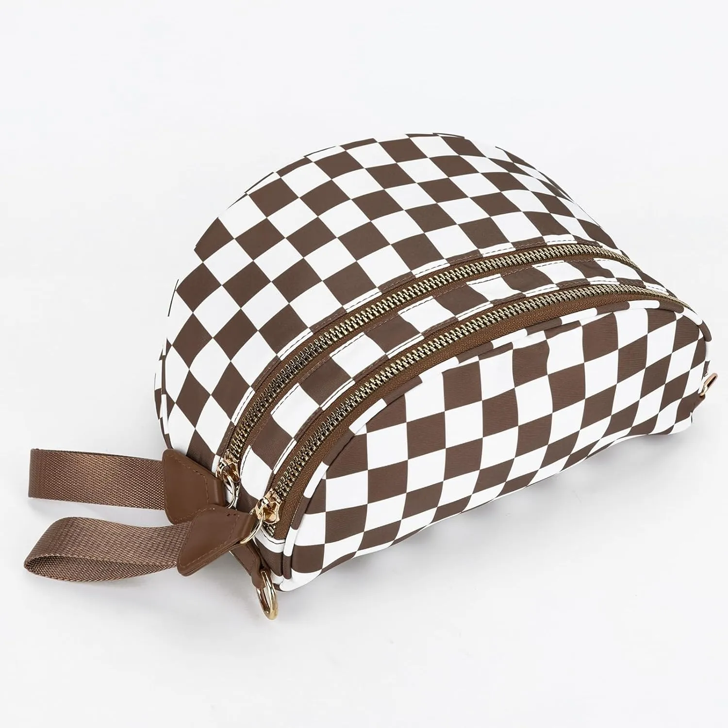 Nylon Crossbody Bag for Women, Large Checkered Purse, Black Handbag for Shopping Travel