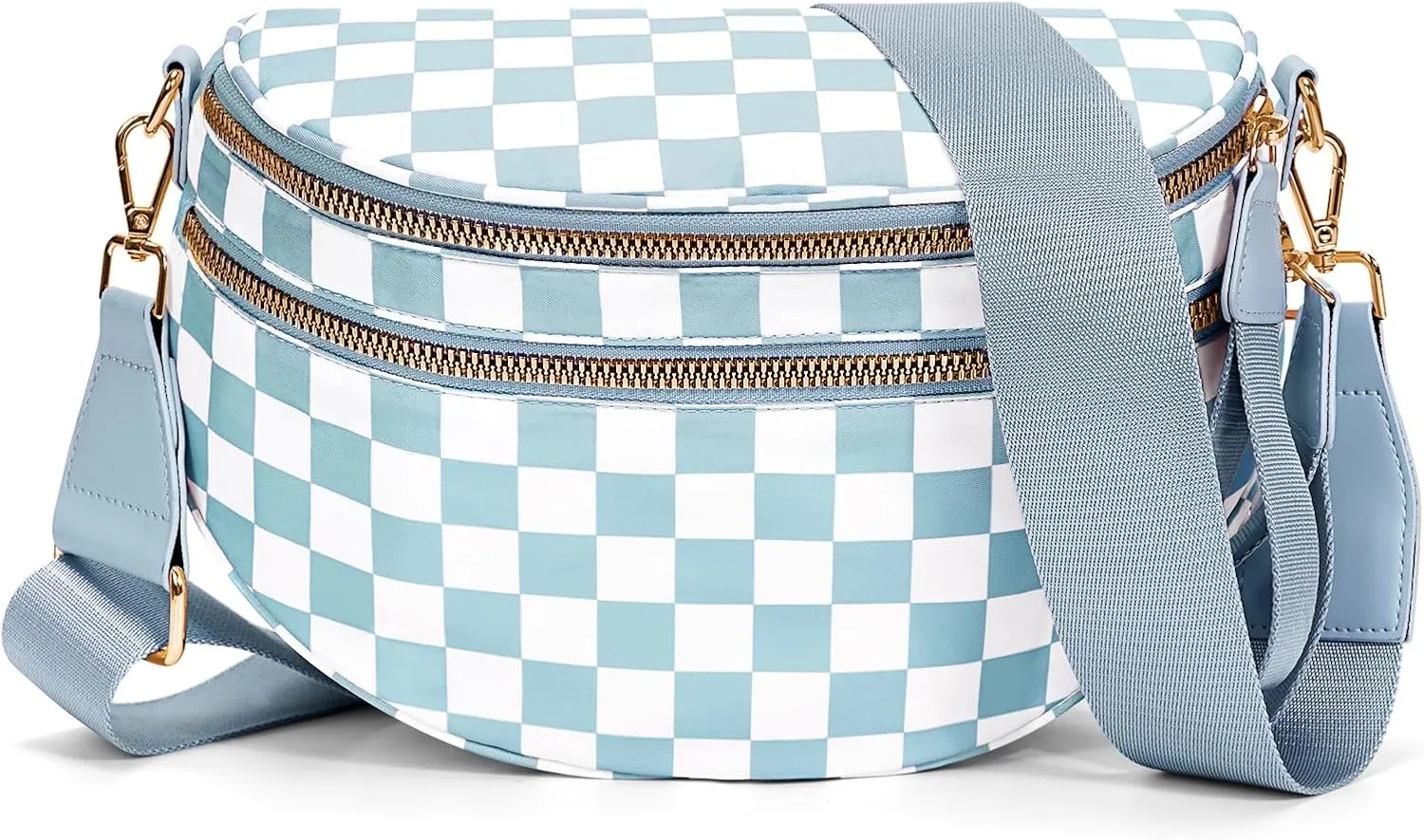 Nylon Crossbody Bag for Women,Checkered Bum Bag Checkered Black and White Handbags Wallets Oversized Slouchy Belt Bag