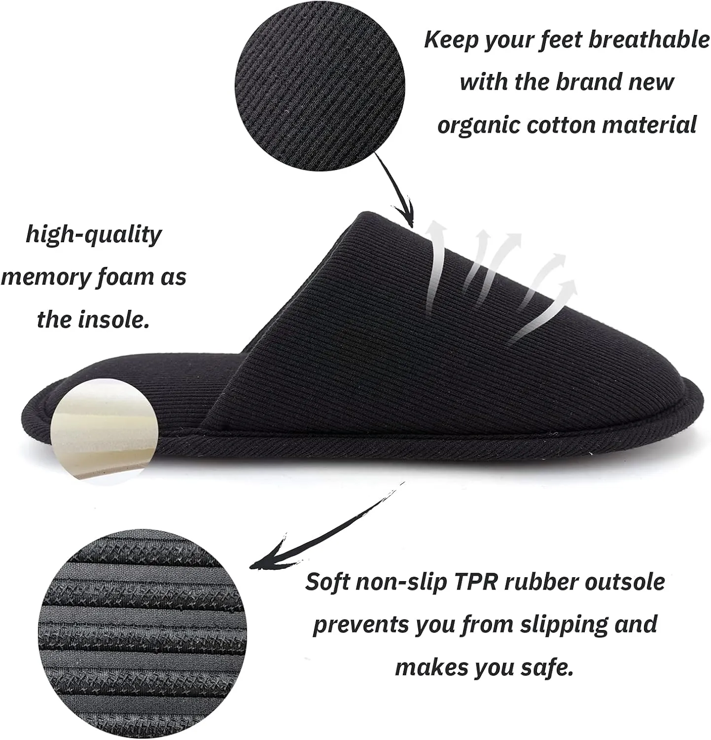 ofoot Womens Indoor Memory Foam Cotton Scuff Slippers Slip On Summer House Shoes Flats Breathable Lightweight Washable Non Skid Rubber Soles