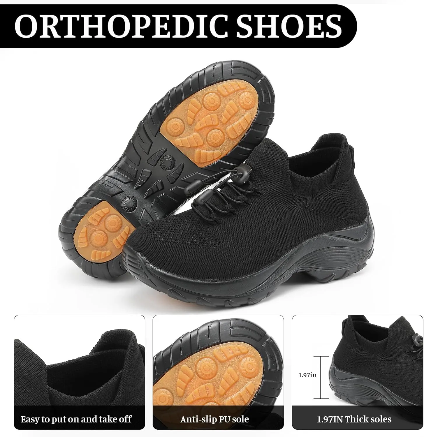 Orthopedic Shoes for Women Plantar Fasciitis,Breathable Walking Sneakers for Women,Slip on Trainers with Arch Support,Womens Air Cushion Sneakers Ortho Stretch Cushion Shoes