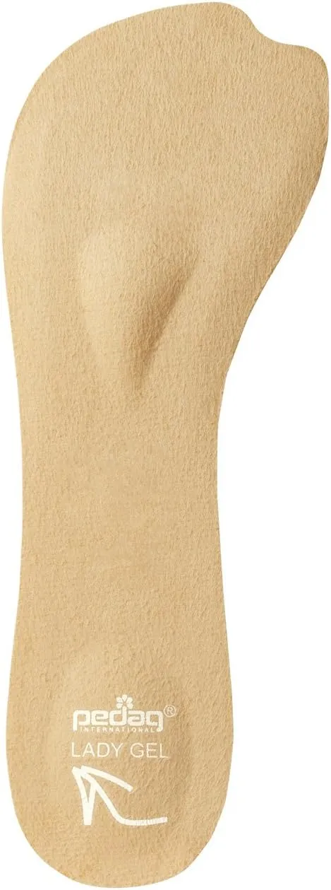 Pedag Lady Gel | Made in Germany | Ultra Thin Gel Insole for High Heels & Pumps | Metatarsal Pad | Heel Pad | Velour Top | Size Small, Fits US Women 5-7 / EU 35-37 | Tan | 1 Pair