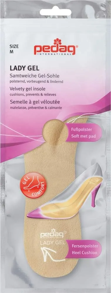 Pedag Lady Gel | Made in Germany | Ultra Thin Gel Insole for High Heels & Pumps | Metatarsal Pad | Heel Pad | Velour Top | Size Small, Fits US Women 5-7 / EU 35-37 | Tan | 1 Pair