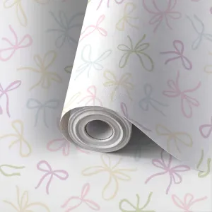 Peel and Stick Wallpaper Self Adhesive Wall Mural Seamless various bow knots gift ribbons Trendy hair braiding accessory Contact Paper Renter Friendly Wallpaper for Kitchen Nursery Bedroom 17.7"x118"