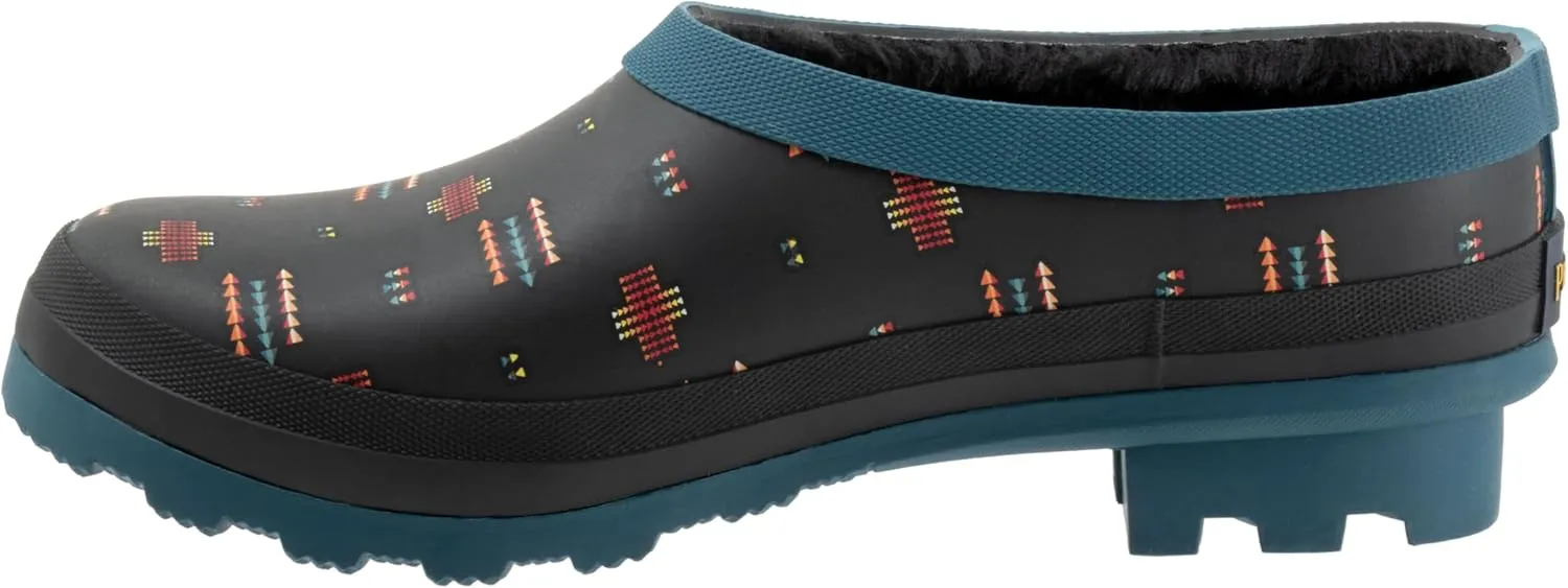 PENDLETON Women's Clog with Faux Fur Lining, Premium Rubber, Non-Slip Sole, 1.5" Heel