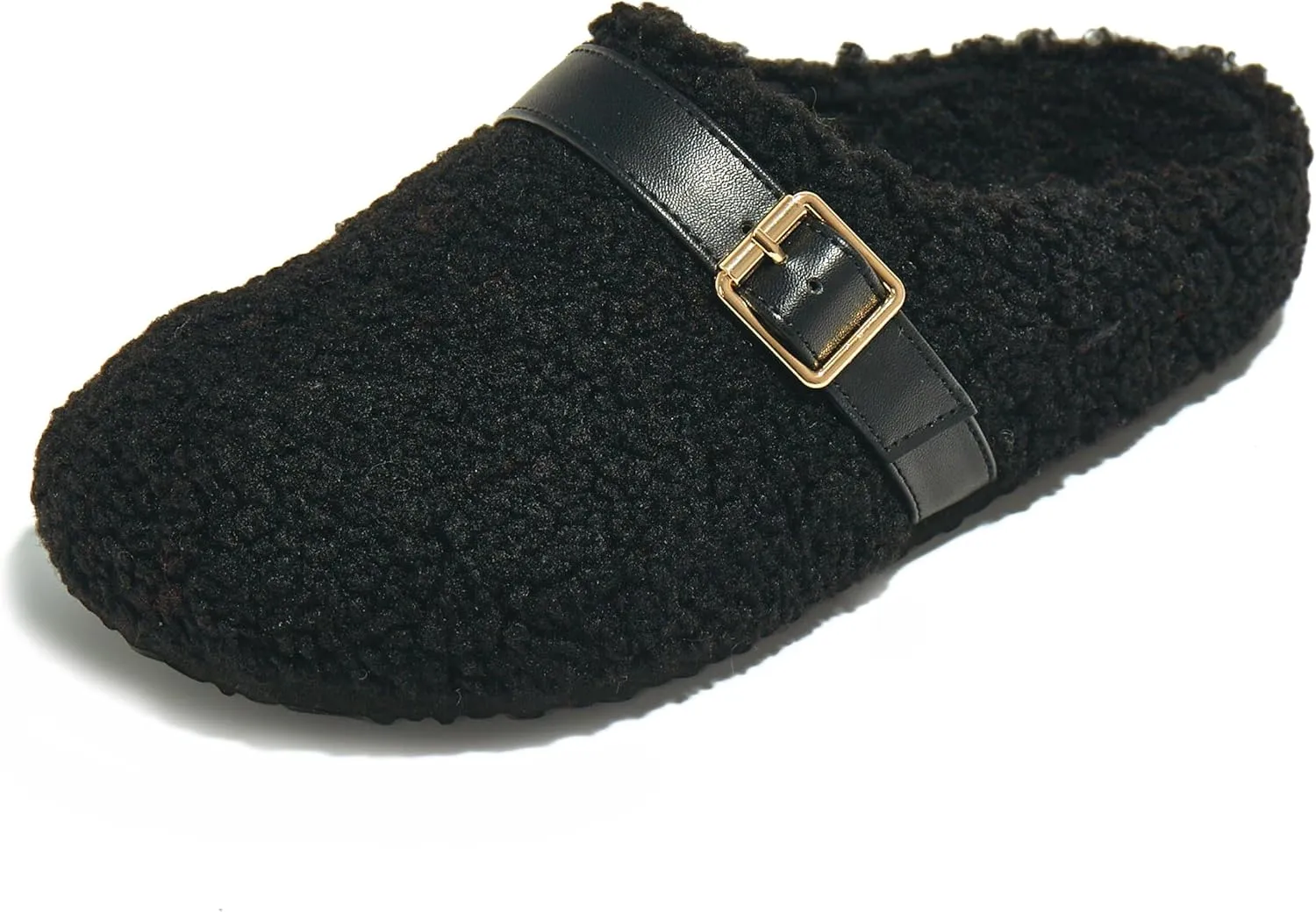 PepStep Womens Suede or Fur Clog Mules - Low Platform Slip On Closed Toe Arch Support Cork Slide Slippers for Ladies