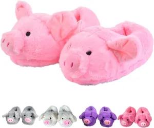Pig Slippers, Cute Animal Anti-skid Slippers, Autumn Winter Warm Stuffed Cartoon Home Furry Slippers for Women Girl