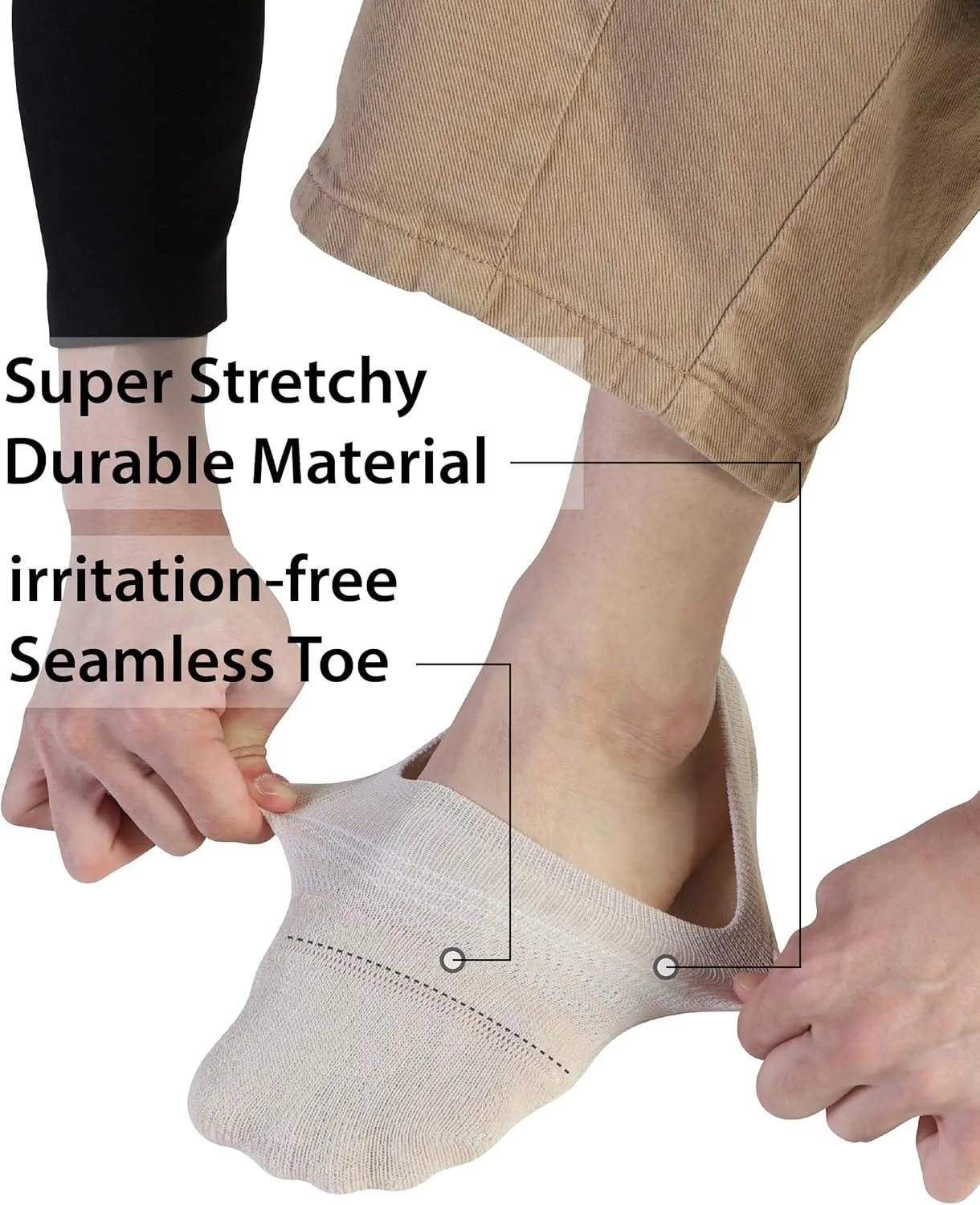 Pro Mountain Seamless No Show Socks Wide Toe Box For Health Bunion Unisex Size S to L Cotton Cushion Footies