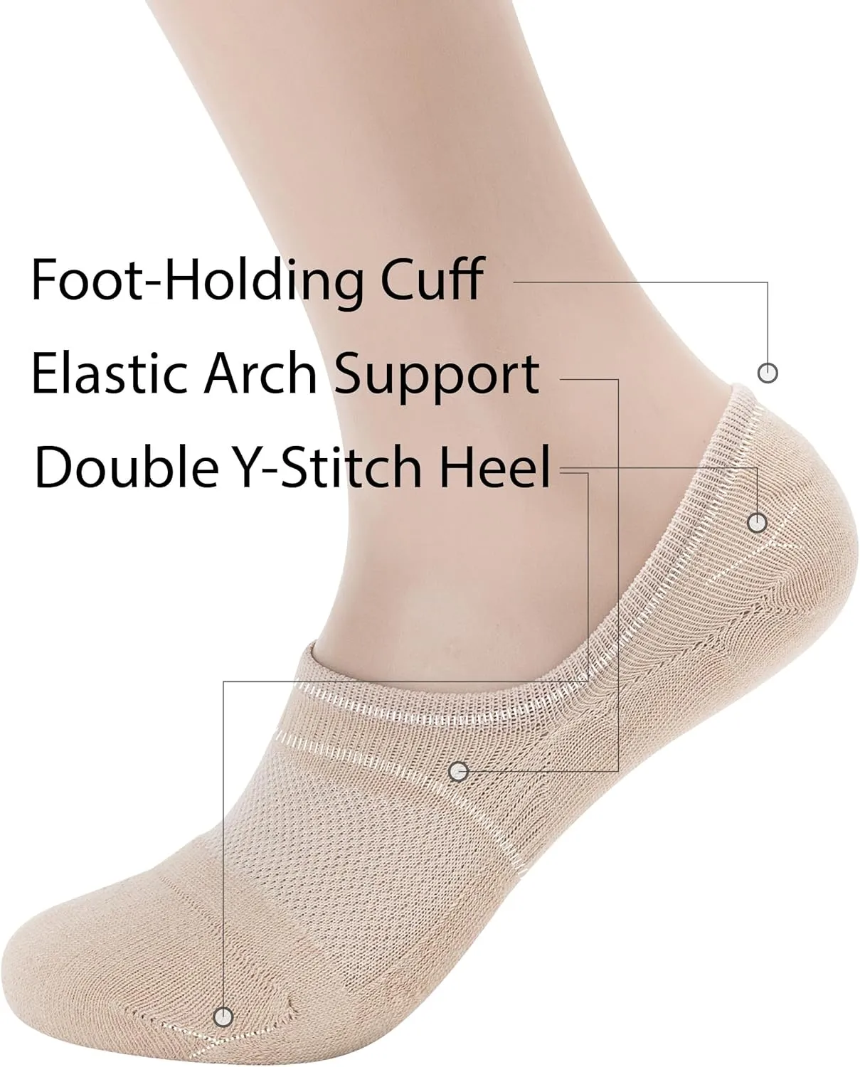 Pro Mountain Seamless No Show Socks Wide Toe Box For Health Bunion Unisex Size S to L Cotton Cushion Footies