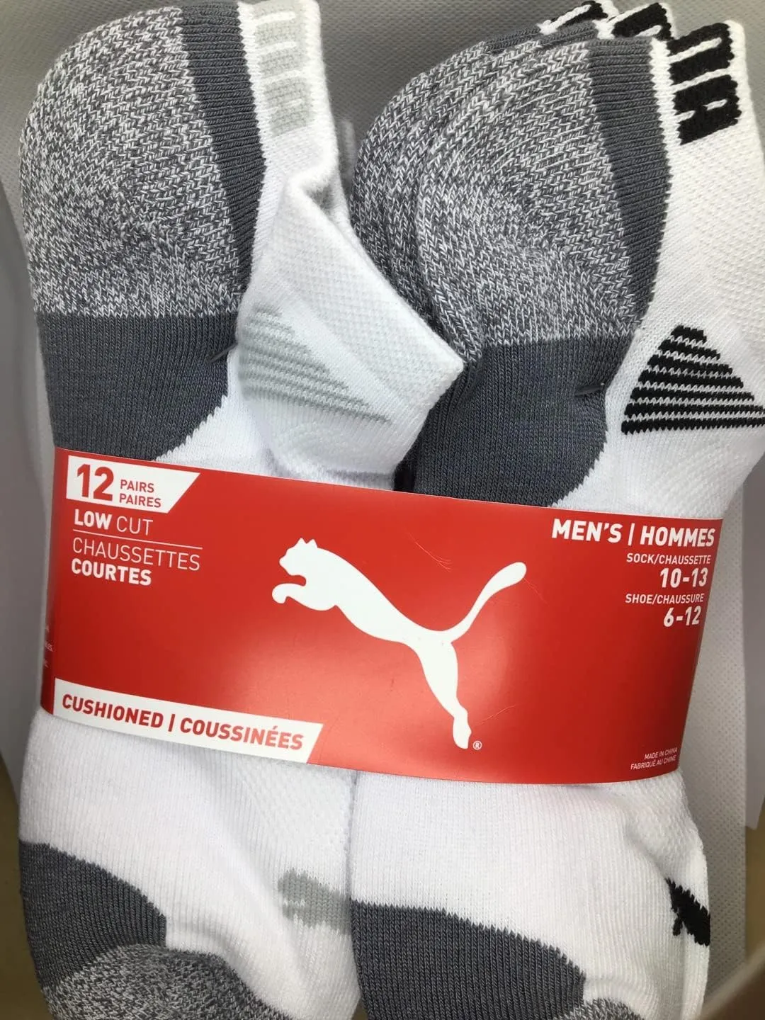 PUMA Mens No Show Low Cut Moisture Control Sport Socks