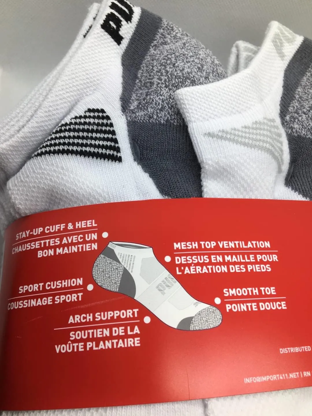 PUMA Mens No Show Low Cut Moisture Control Sport Socks