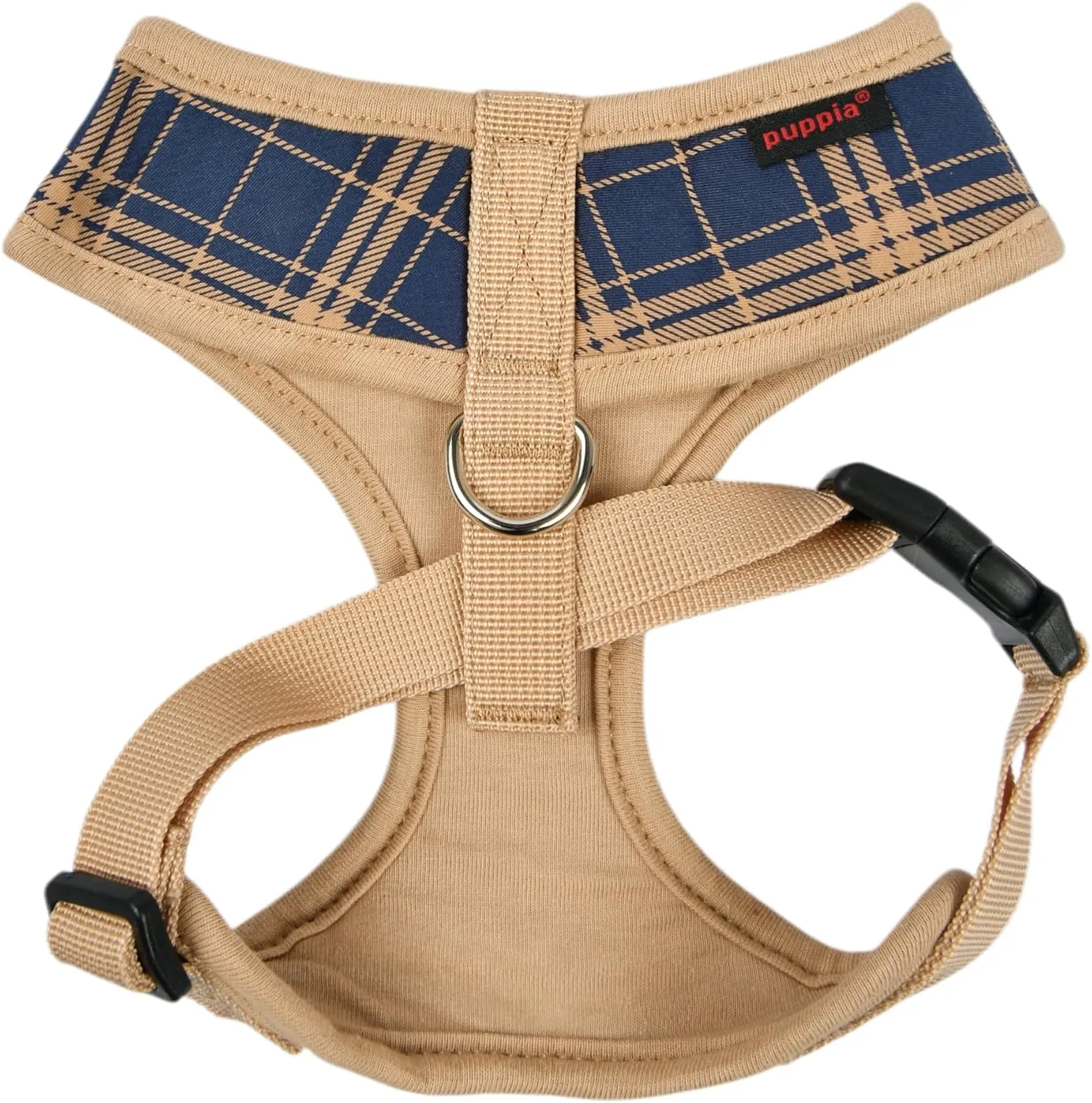 Puppia Corwin Dog Harness A (Over-The-Head) Fashionable Checkered Pattern Spring Summer Harness for Small and Medium Dogs, Navy, Medium