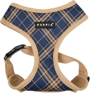 Puppia Corwin Dog Harness A (Over-The-Head) Fashionable Checkered Pattern Spring Summer Harness for Small and Medium Dogs, Navy, Medium
