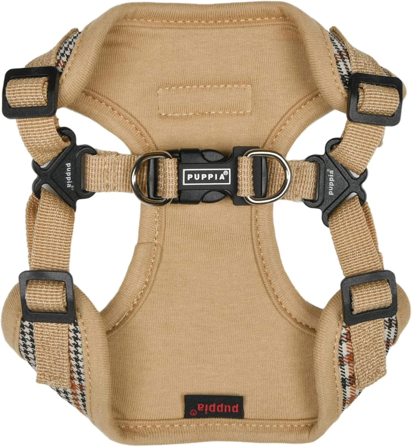 Puppia Lucas Dog Comfort Harness C (Step-in) Fashionable Checkered Pattern Spring Summer Harness for Small and Medium Dogs, Beige, Large