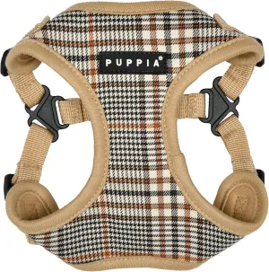 Puppia Lucas Dog Comfort Harness C (Step-in) Fashionable Checkered Pattern Spring Summer Harness for Small and Medium Dogs, Beige, Large